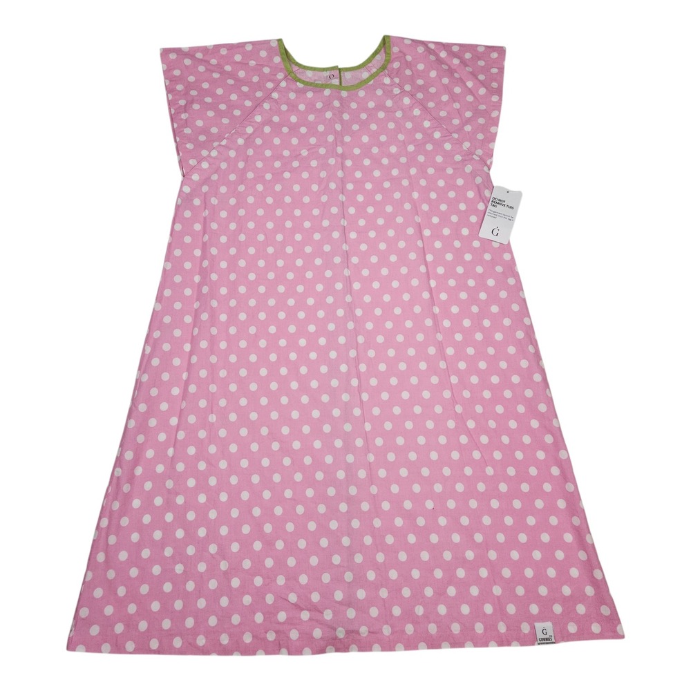 Gownies Hospital Gown S/M Pink Polka Dot Snap Closure Maternity Labor Delivery